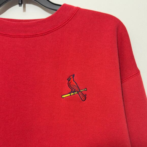 CARDINALS Baseball Vintage Embroidered Redbird Crew Neck Sweatshirt M Medium - Picture 3 of 6